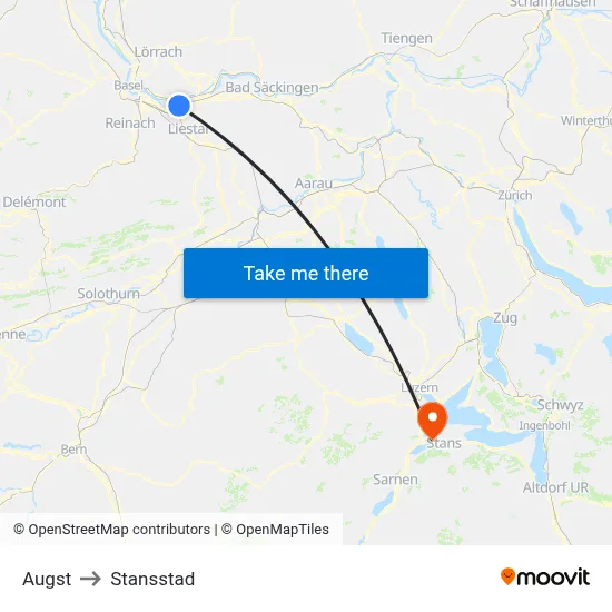 Augst to Stansstad map