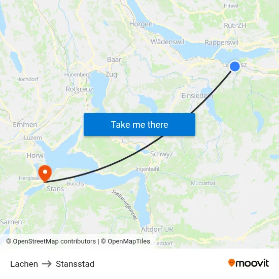 Lachen to Stansstad map