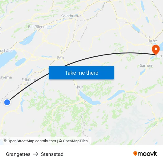 Grangettes to Stansstad map