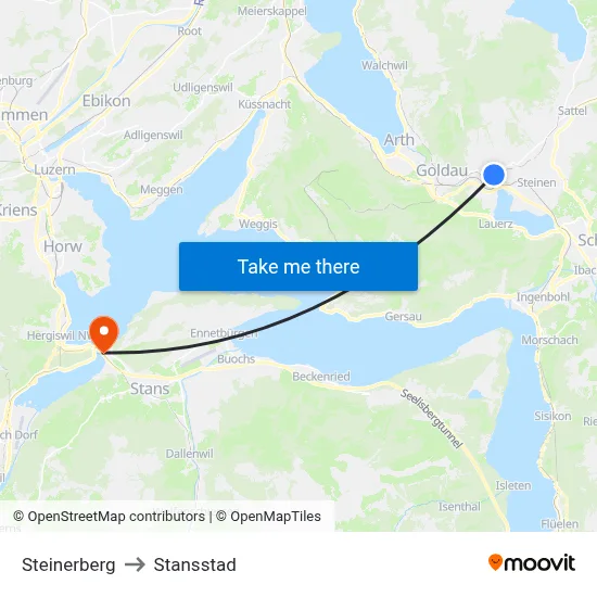 Steinerberg to Stansstad map