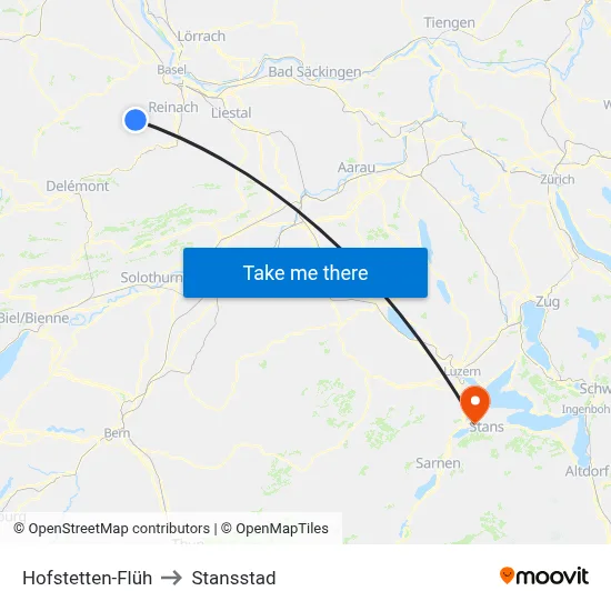 Hofstetten-Flüh to Stansstad map