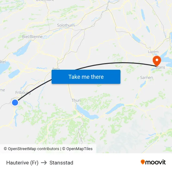 Hauterive (Fr) to Stansstad map