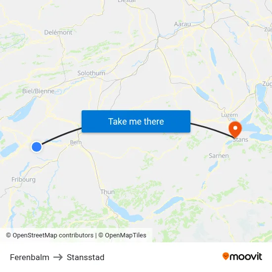 Ferenbalm to Stansstad map