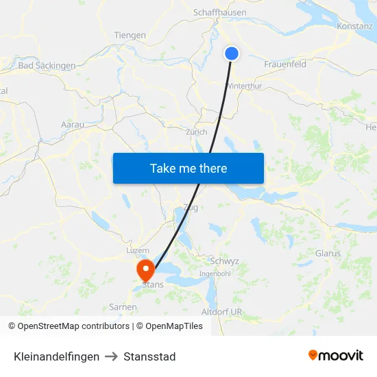 Kleinandelfingen to Stansstad map