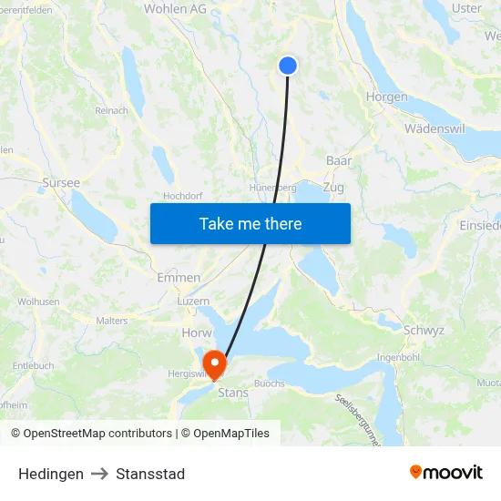 Hedingen to Stansstad map