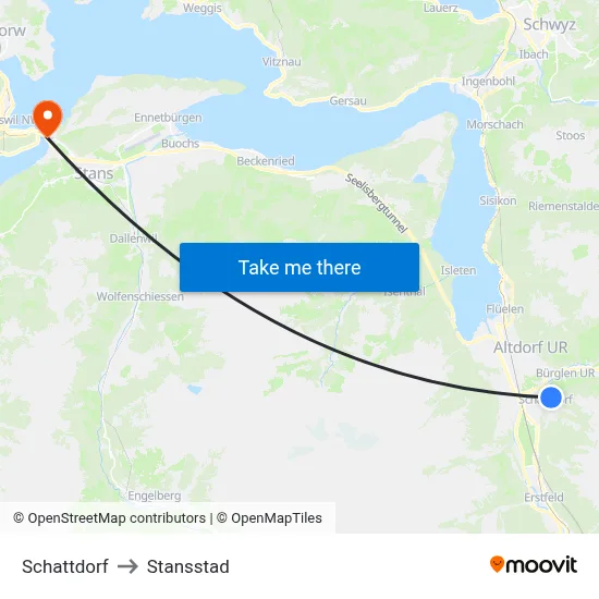 Schattdorf to Stansstad map
