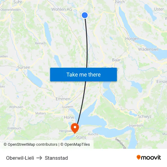 Oberwil-Lieli to Stansstad map