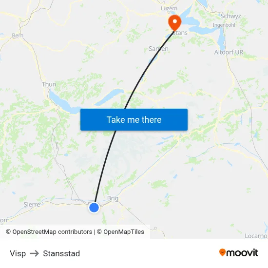 Visp to Stansstad map