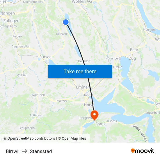 Birrwil to Stansstad map