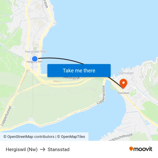 Hergiswil (Nw) to Stansstad map