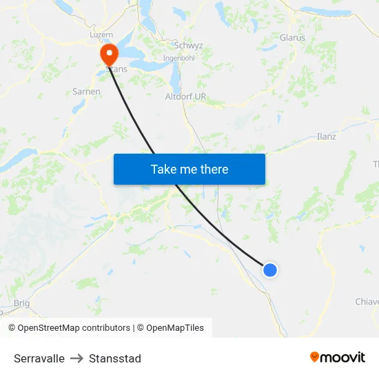 Serravalle to Stansstad map