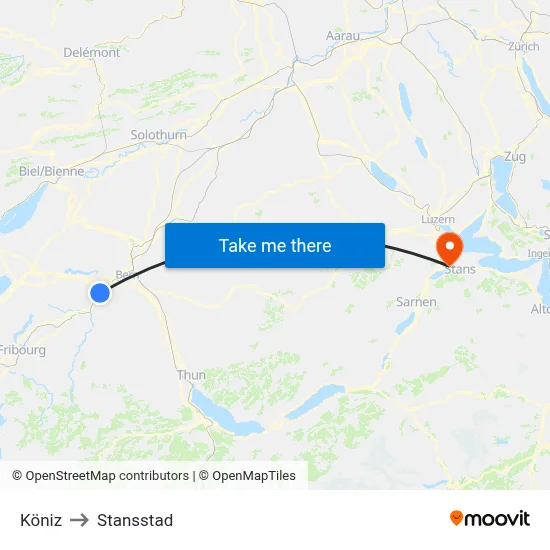 Köniz to Stansstad map