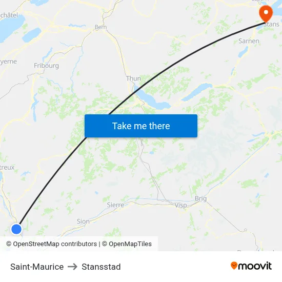 Saint-Maurice to Stansstad map