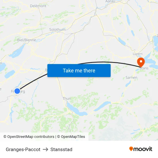 Granges-Paccot to Stansstad map