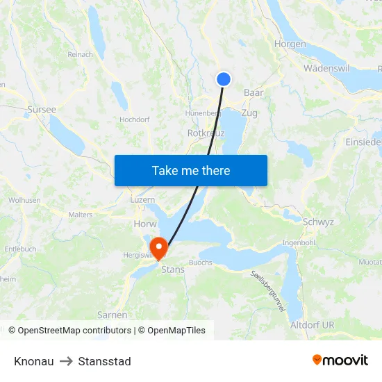 Knonau to Stansstad map