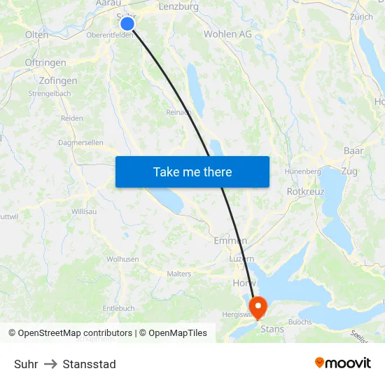 Suhr to Stansstad map