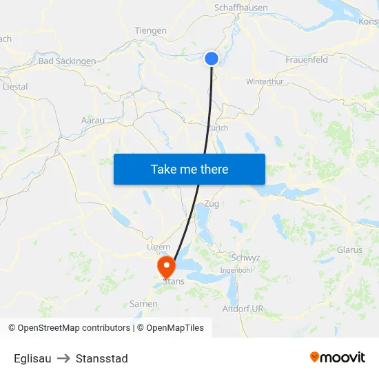 Eglisau to Stansstad map