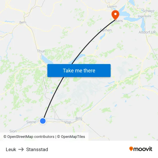 Leuk to Stansstad map