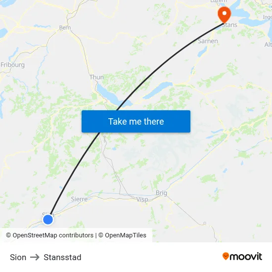 Sion to Stansstad map