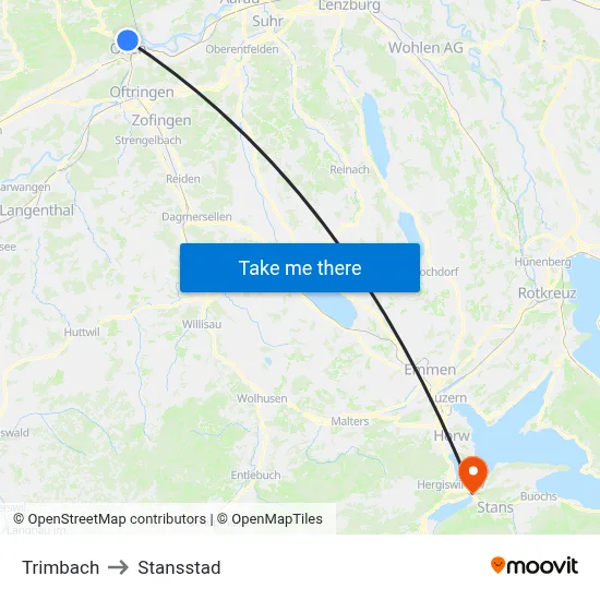 Trimbach to Stansstad map