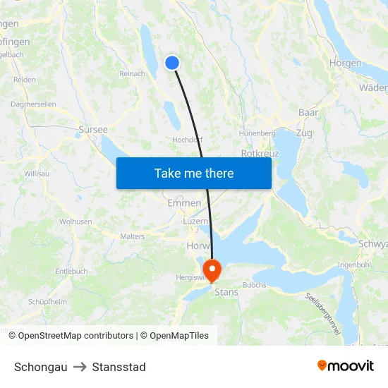 Schongau to Stansstad map