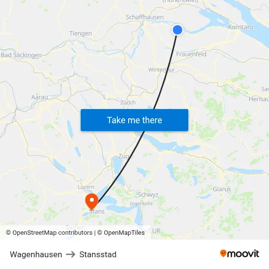 Wagenhausen to Stansstad map