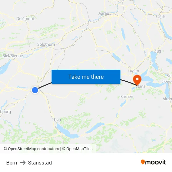 Bern to Stansstad map