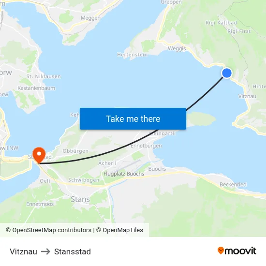 Vitznau to Stansstad map