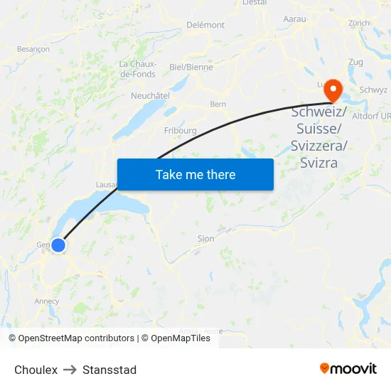 Choulex to Stansstad map