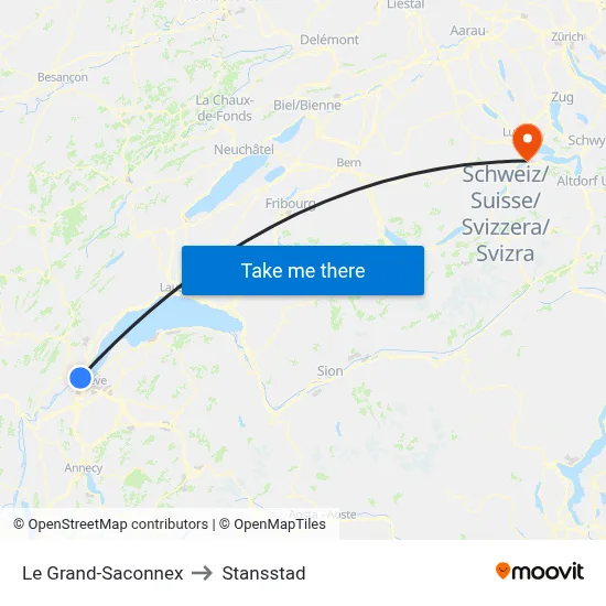 Le Grand-Saconnex to Stansstad map