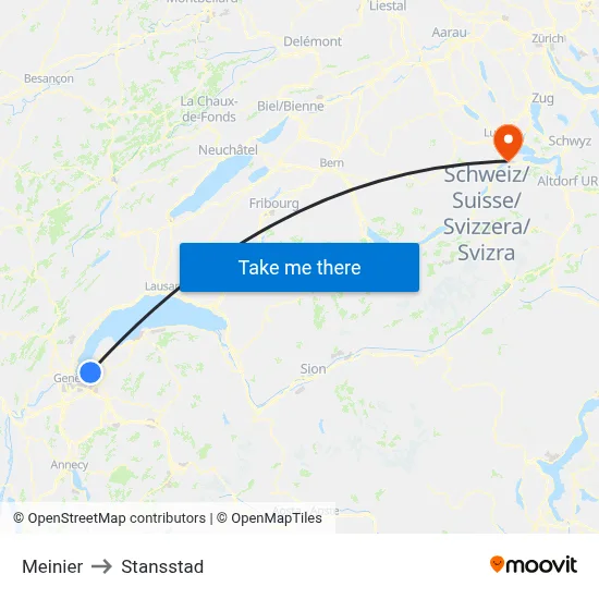 Meinier to Stansstad map