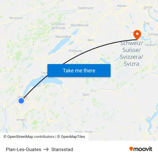 Plan-Les-Ouates to Stansstad map