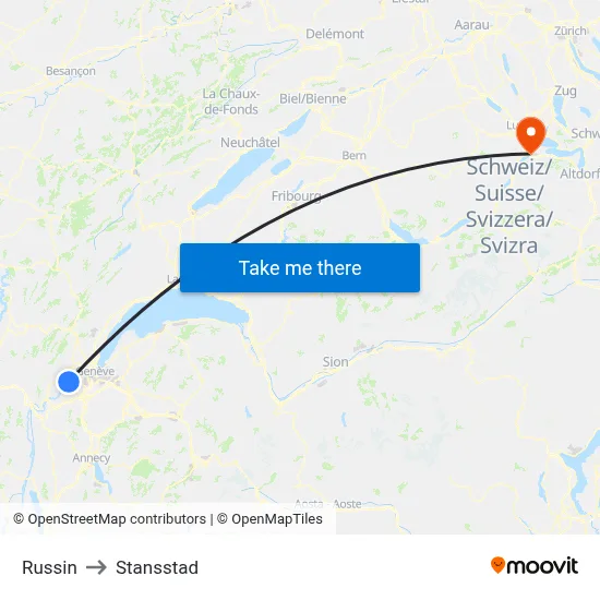 Russin to Stansstad map