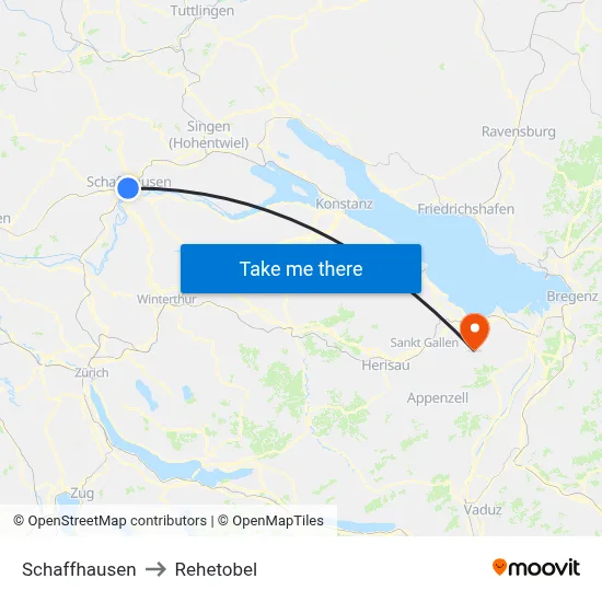 Schaffhausen to Rehetobel map