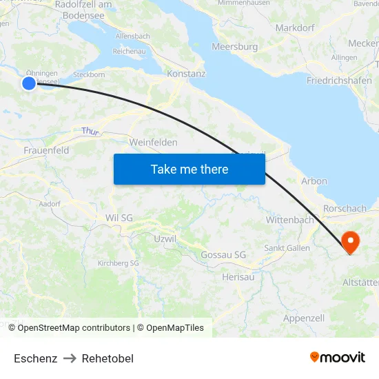 Eschenz to Rehetobel map