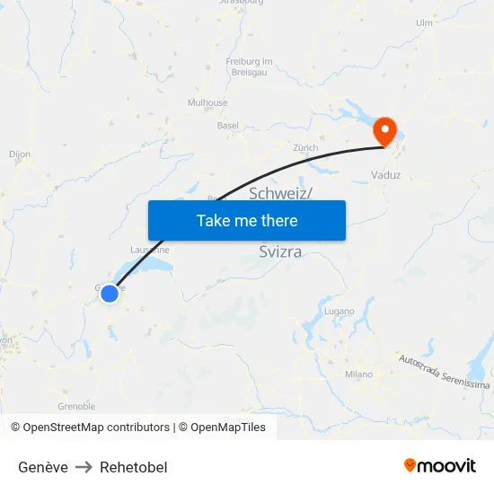 Genève to Rehetobel map