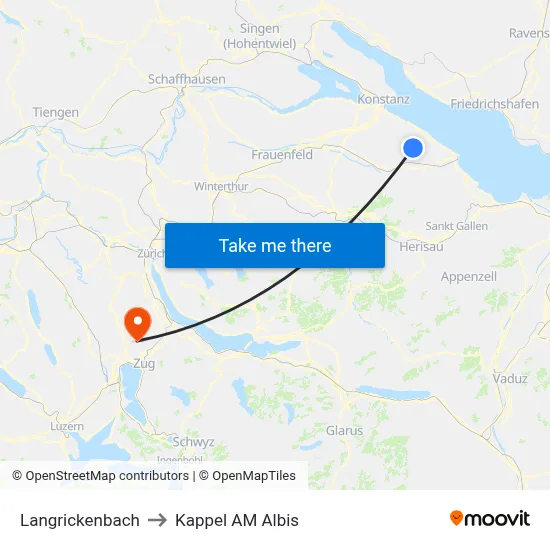 Langrickenbach to Kappel AM Albis map
