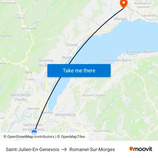 Saint-Julien-En-Genevois to Romanel-Sur-Morges map