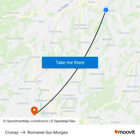 Cronay to Romanel-Sur-Morges map