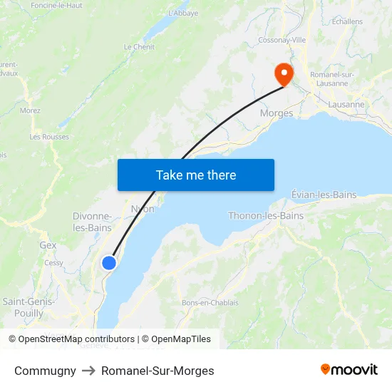 Commugny to Romanel-Sur-Morges map
