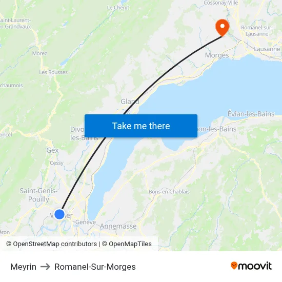 Meyrin to Romanel-Sur-Morges map