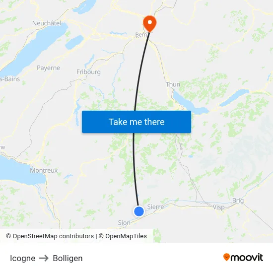 Icogne to Bolligen map