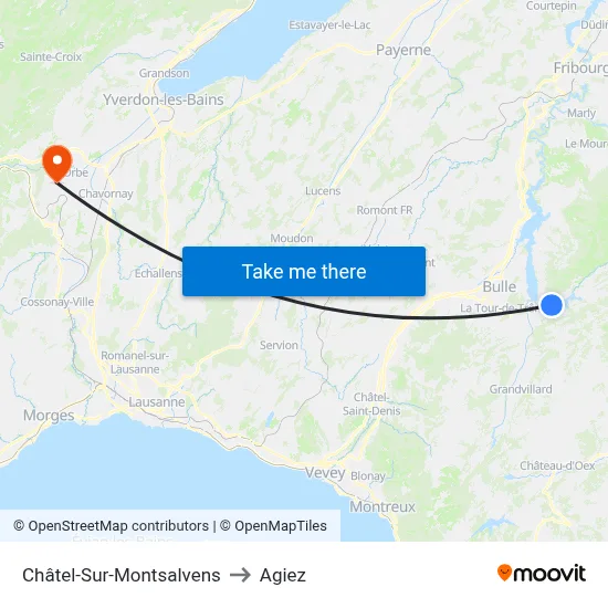 Châtel-Sur-Montsalvens to Agiez map