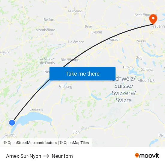 Arnex-Sur-Nyon to Neunforn map