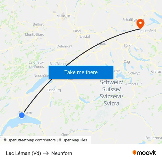 Lac Léman (Vd) to Neunforn map