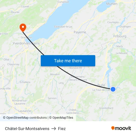 Châtel-Sur-Montsalvens to Fiez map
