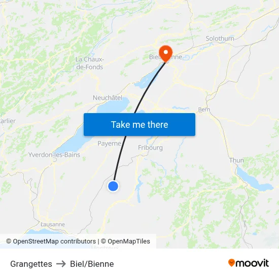 Grangettes to Biel/Bienne map