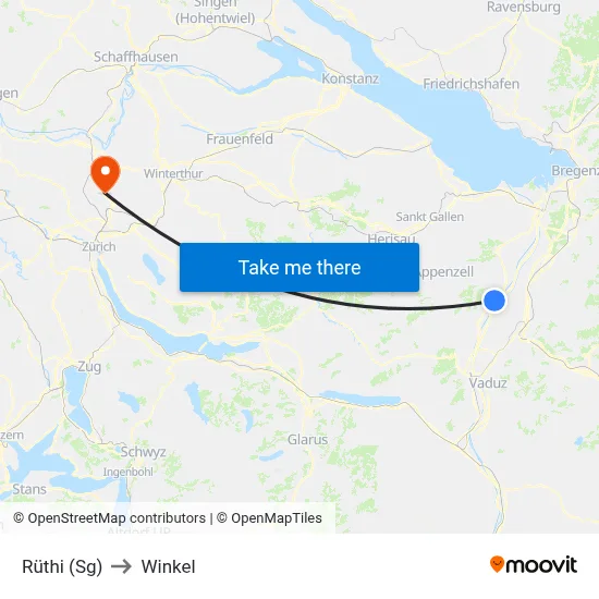 Rüthi (Sg) to Winkel map