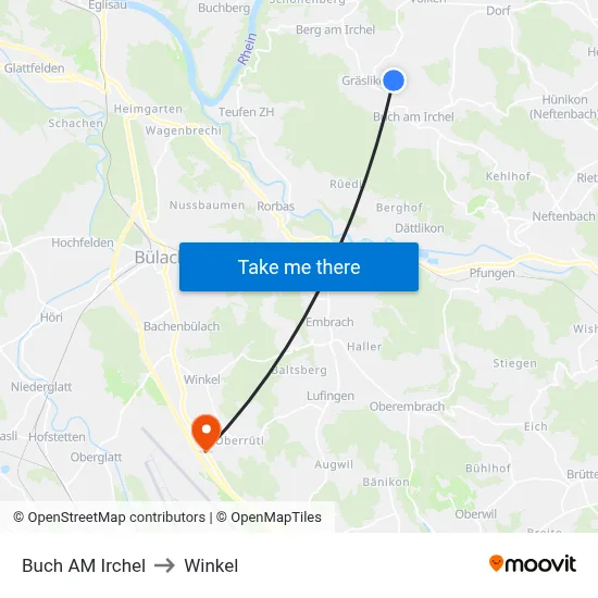 Buch AM Irchel to Winkel map