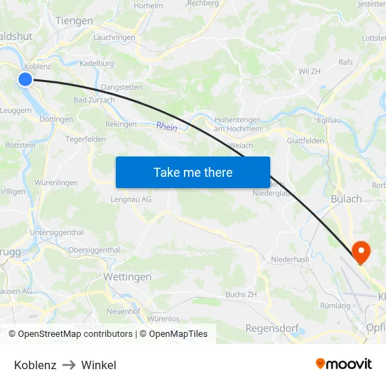 Koblenz to Winkel map